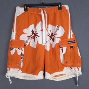 Abercrombie & Fitch Tugger Board Shorts Mens Medium Orange Tropical Surf Swim